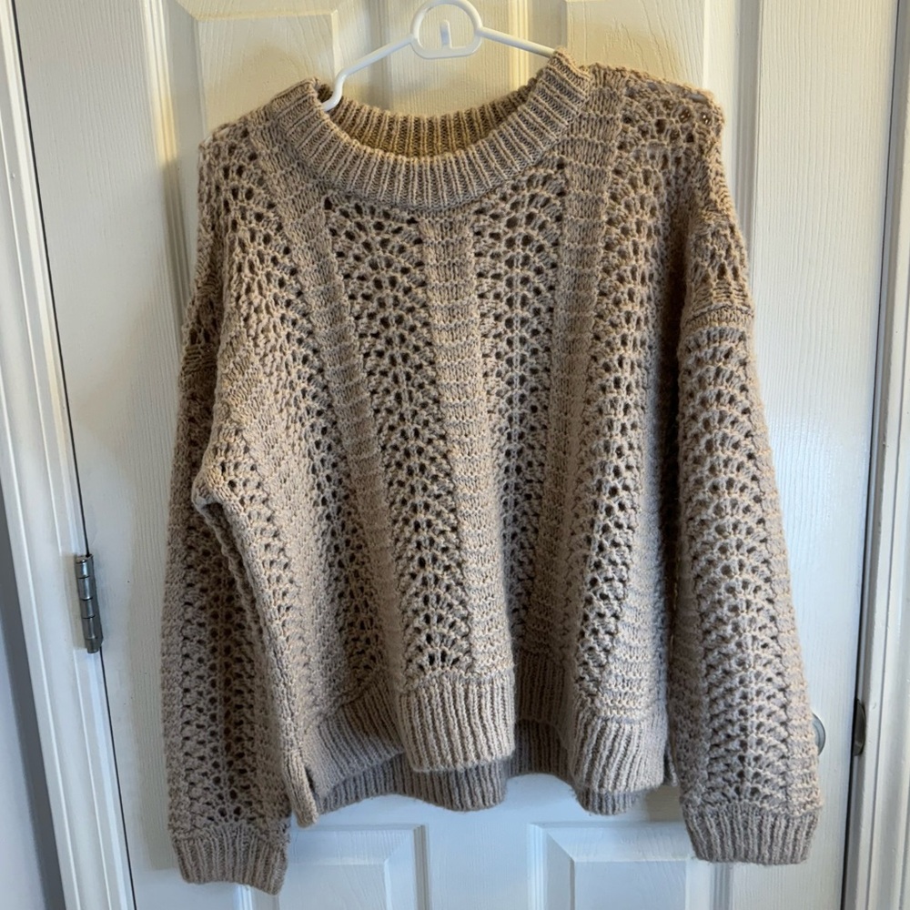 Madewell Loose Knit Cropped Tan Sweater (size M)